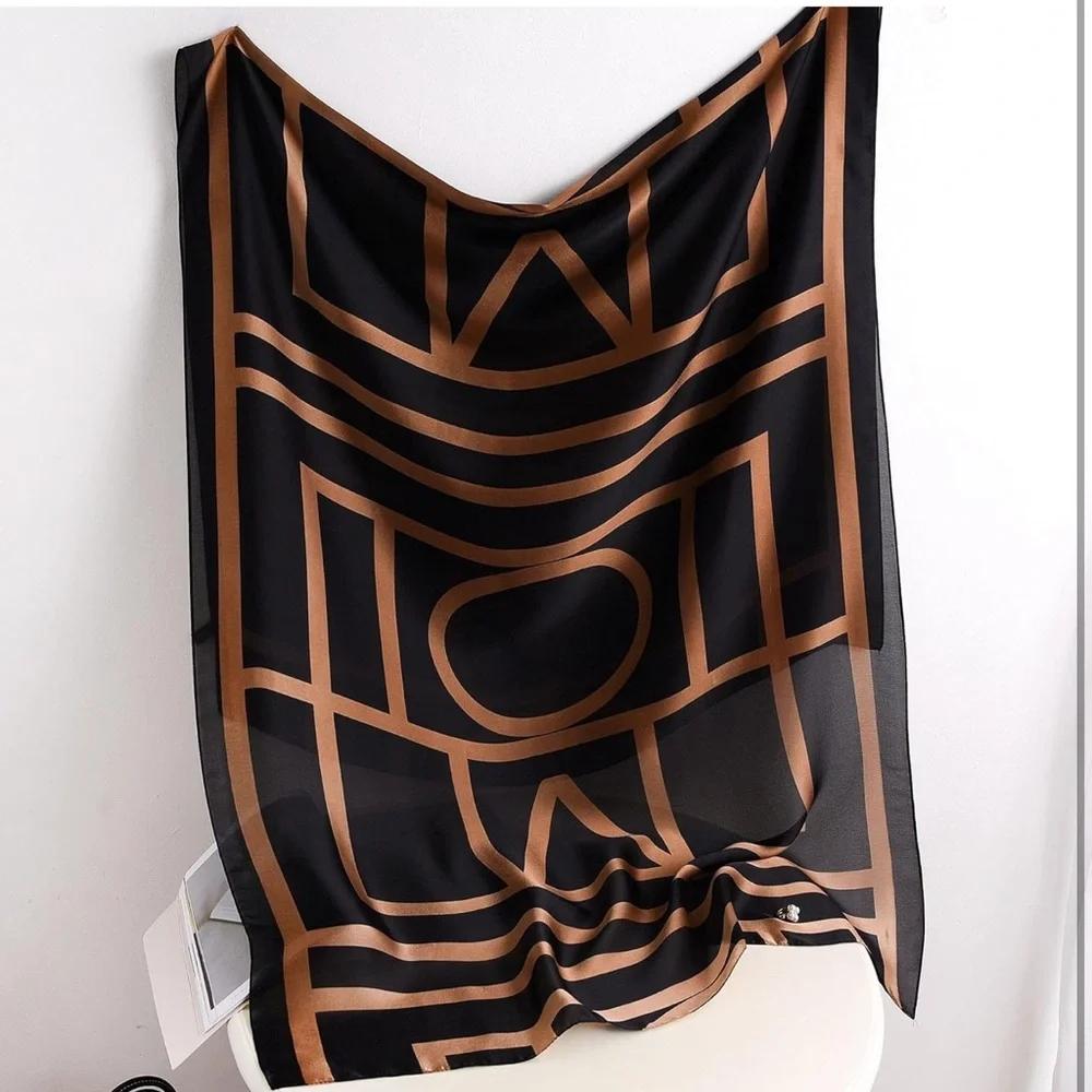 Black and Gold Silk Feeling Scarf